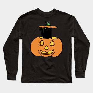 Black Cat inside Jack o' Lantern Long Sleeve T-Shirt